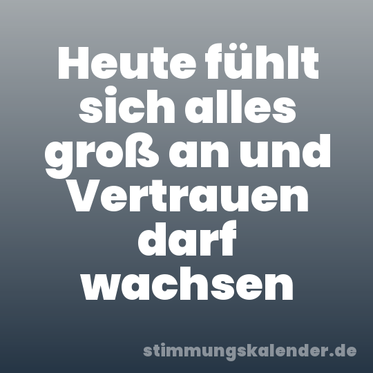 Heute fühlt sich alles groß an und Vertrauen darf wachsen