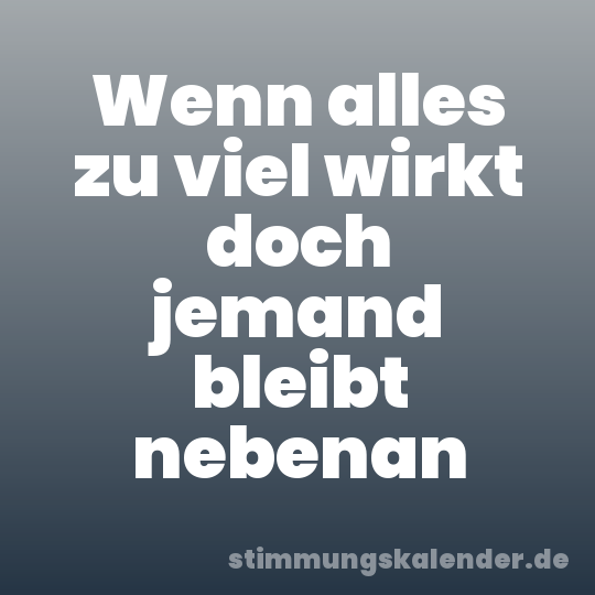 Wenn alles zu viel wirkt doch jemand bleibt nebenan