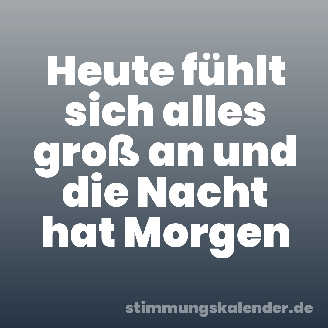 Heute fühlt sich alles groß an und die Nacht hat Morgen