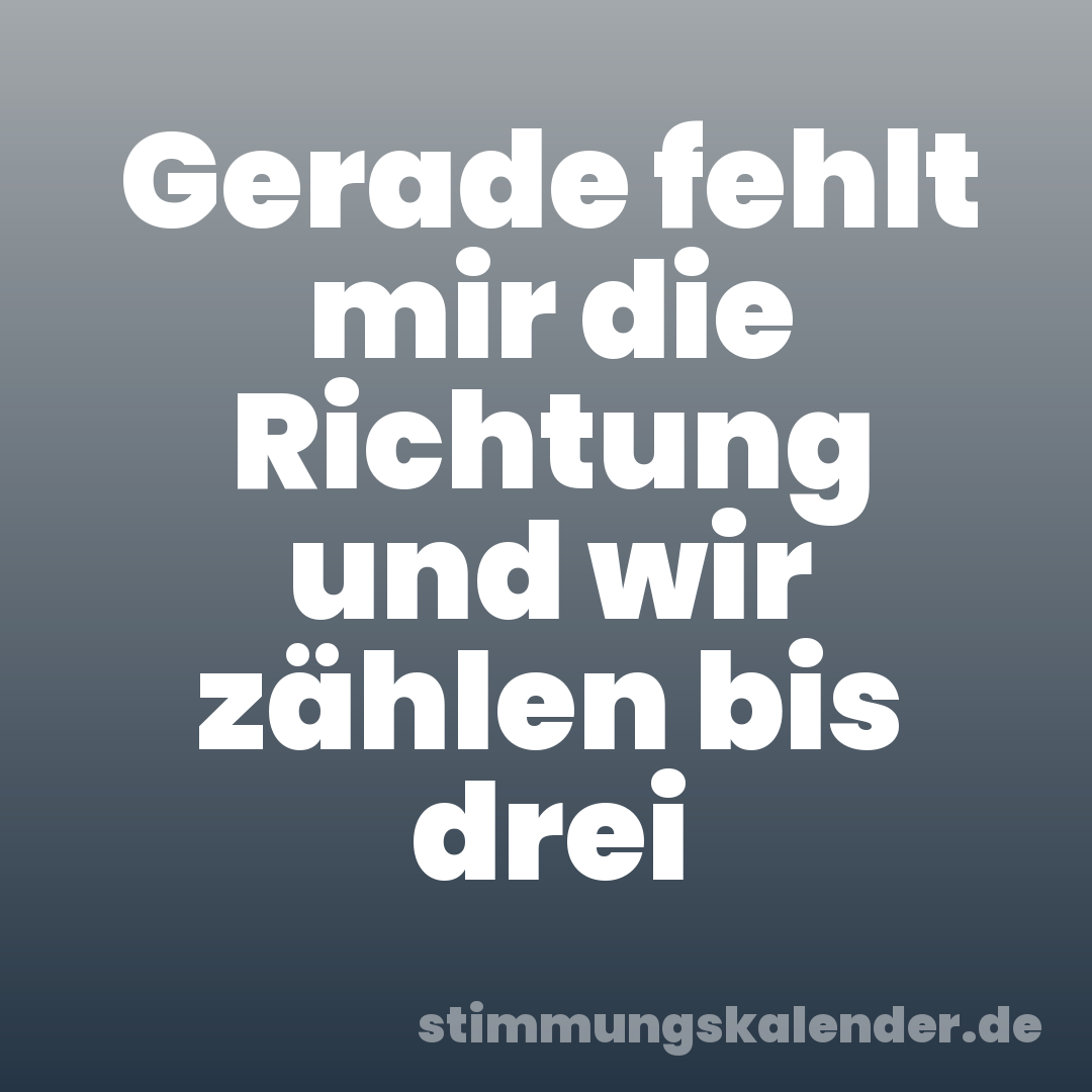 Gerade fehlt mir die Richtung und wir zählen bis drei