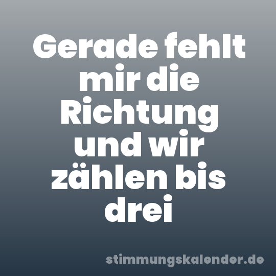Gerade fehlt mir die Richtung und wir zählen bis drei