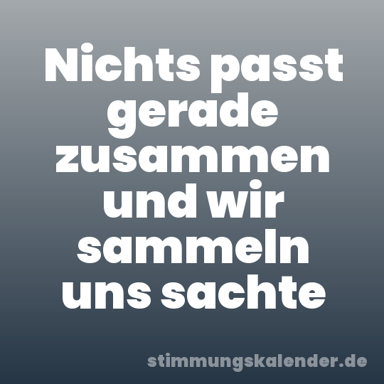 Nichts passt gerade zusammen und wir sammeln uns sachte