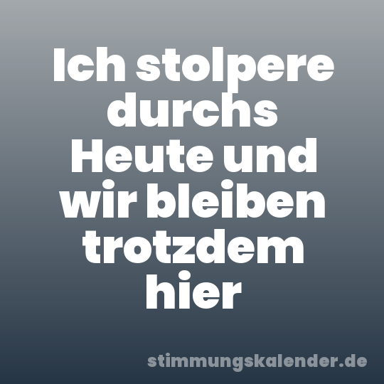 Ich stolpere durchs Heute und wir bleiben trotzdem hier