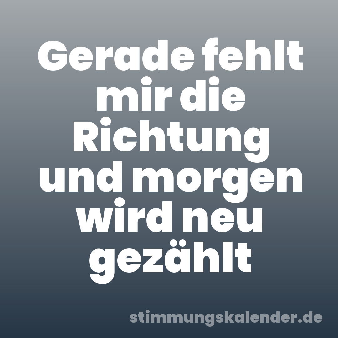 Gerade fehlt mir die Richtung und morgen wird neu gezählt