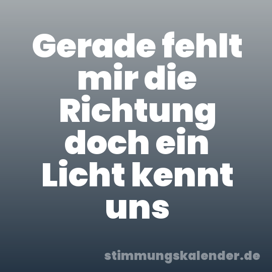 Gerade fehlt mir die Richtung doch ein Licht kennt uns