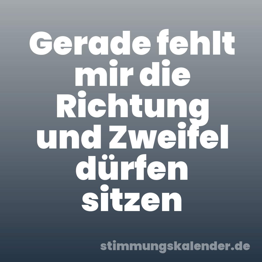 Gerade fehlt mir die Richtung und Zweifel dürfen sitzen