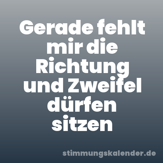 Gerade fehlt mir die Richtung und Zweifel dürfen sitzen