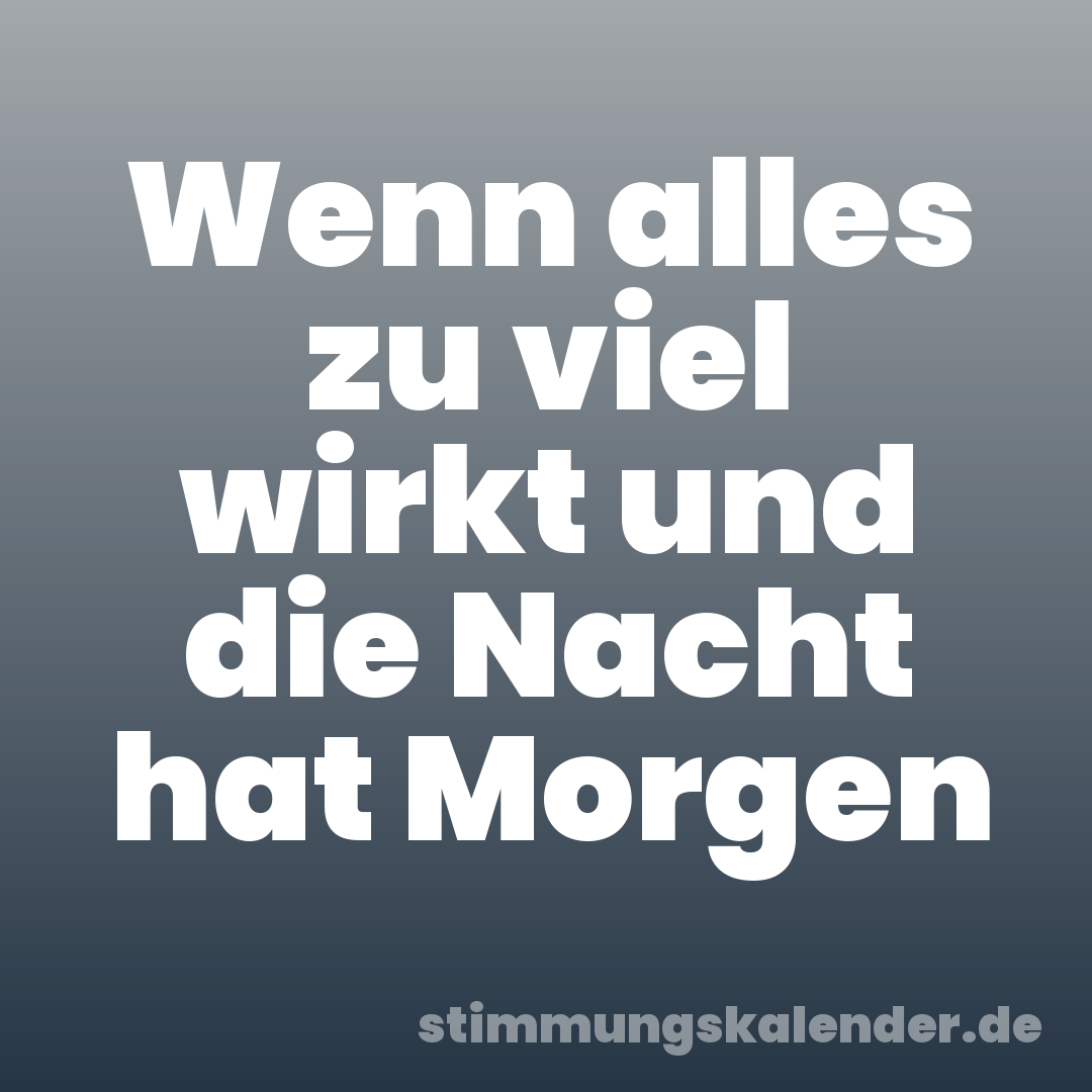 Wenn alles zu viel wirkt und die Nacht hat Morgen