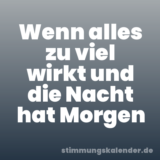 Wenn alles zu viel wirkt und die Nacht hat Morgen