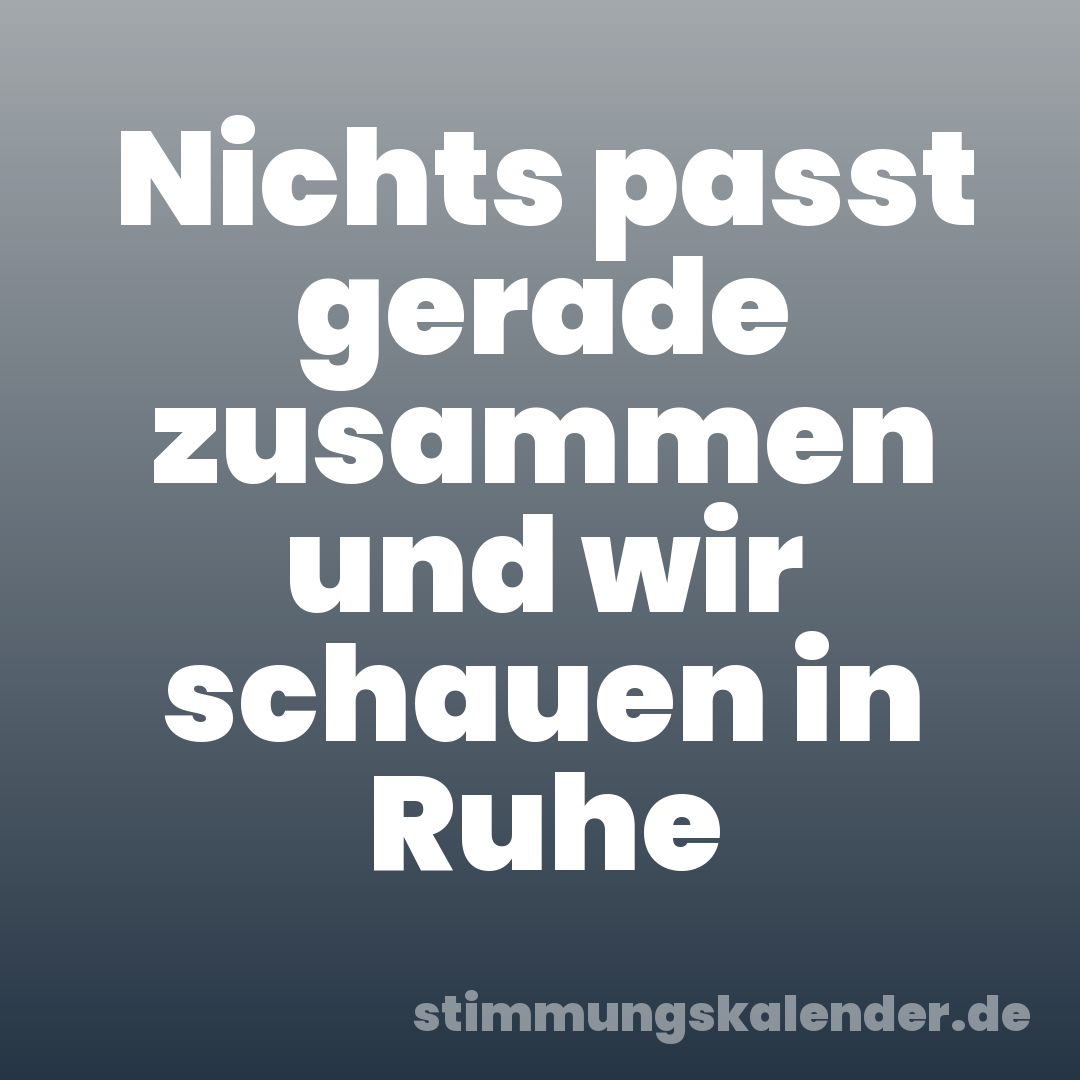 Nichts passt gerade zusammen und wir schauen in Ruhe