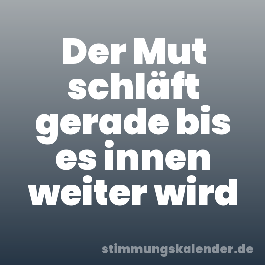 Der Mut schläft gerade bis es innen weiter wird
