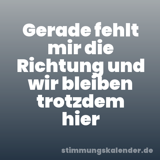Gerade fehlt mir die Richtung und wir bleiben trotzdem hier
