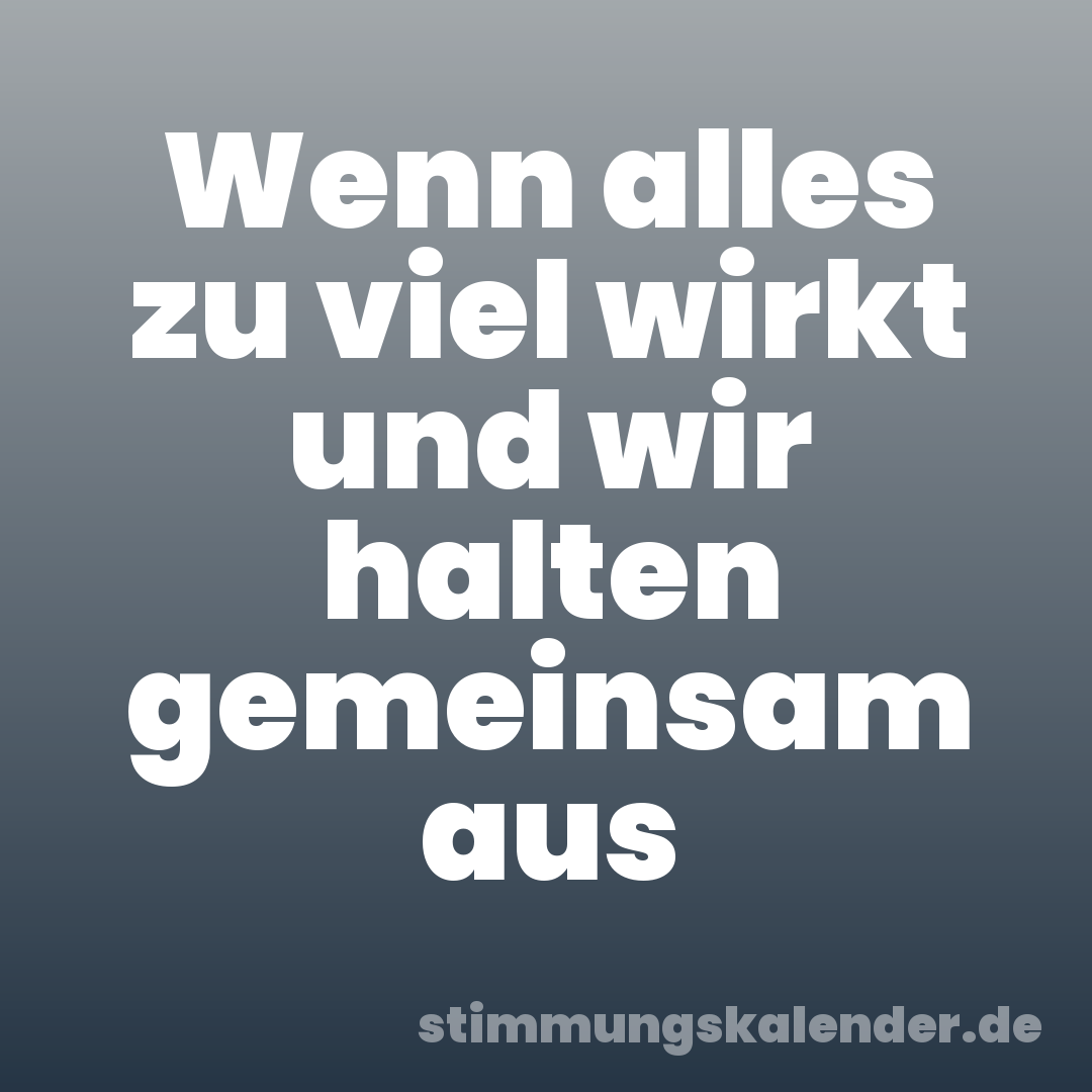 Wenn alles zu viel wirkt und wir halten gemeinsam aus