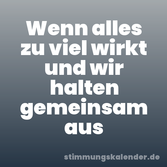 Wenn alles zu viel wirkt und wir halten gemeinsam aus