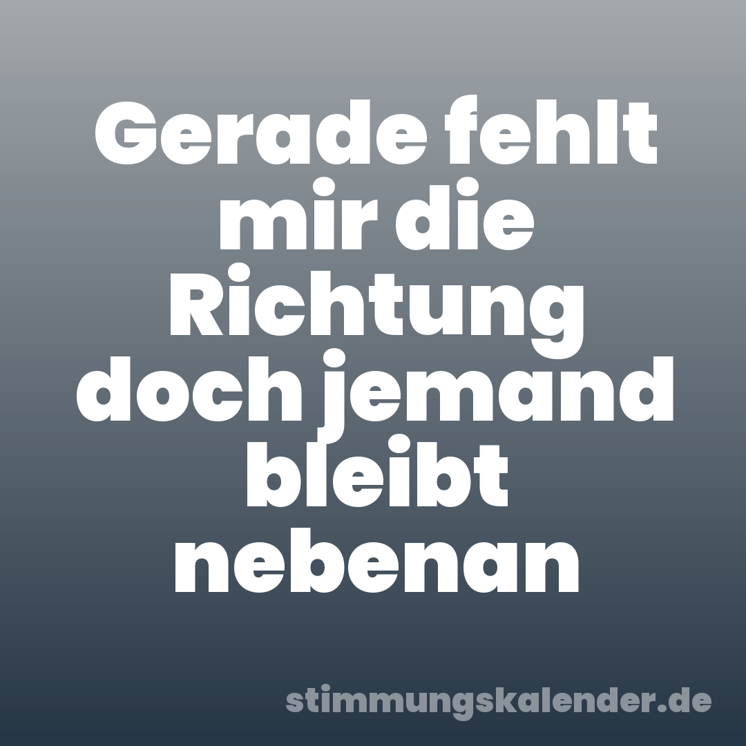 Gerade fehlt mir die Richtung doch jemand bleibt nebenan