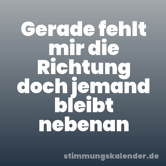 Gerade fehlt mir die Richtung doch jemand bleibt nebenan