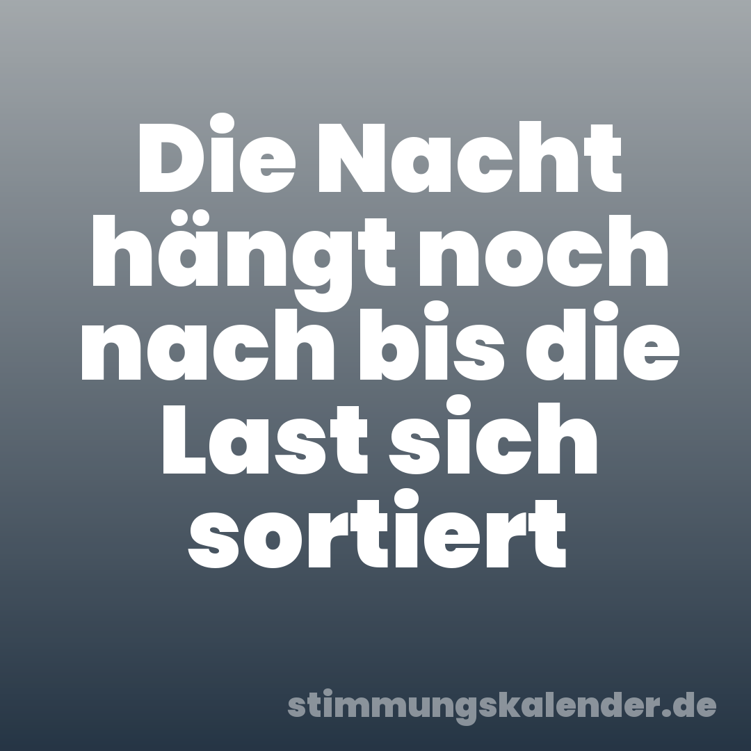 Die Nacht hängt noch nach bis die Last sich sortiert