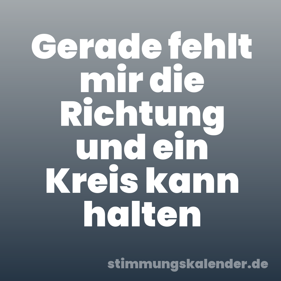 Gerade fehlt mir die Richtung und ein Kreis kann halten