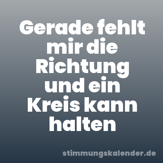 Gerade fehlt mir die Richtung und ein Kreis kann halten