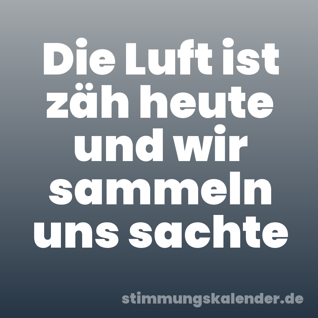 Die Luft ist zäh heute und wir sammeln uns sachte