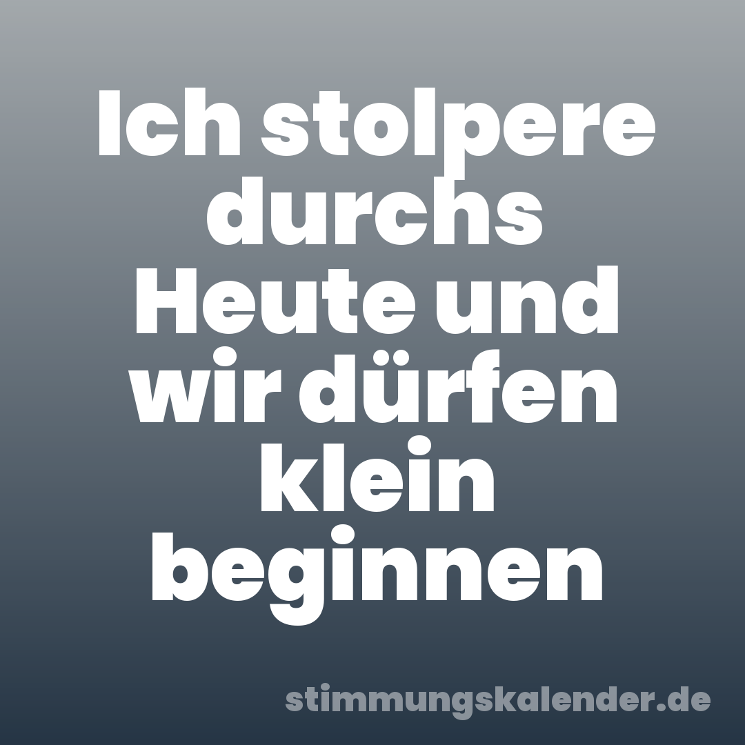 Ich stolpere durchs Heute und wir dürfen klein beginnen