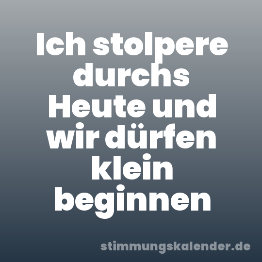 Ich stolpere durchs Heute und wir dürfen klein beginnen