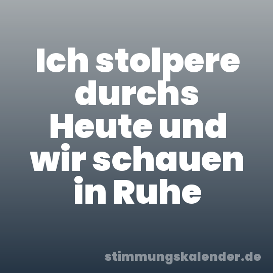 Ich stolpere durchs Heute und wir schauen in Ruhe