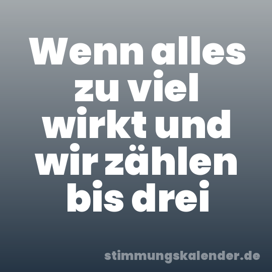 Wenn alles zu viel wirkt und wir zählen bis drei