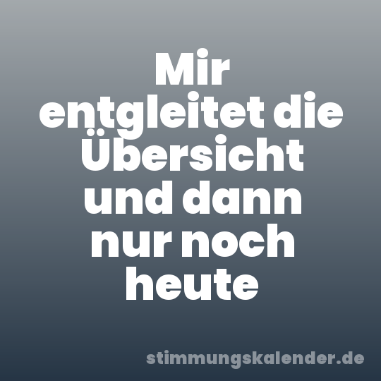 Mir entgleitet die Übersicht und dann nur noch heute