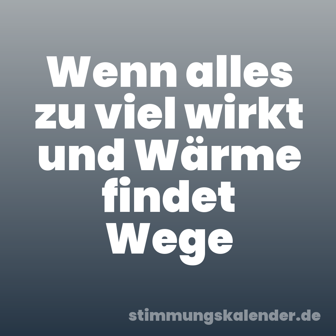 Wenn alles zu viel wirkt und Wärme findet Wege