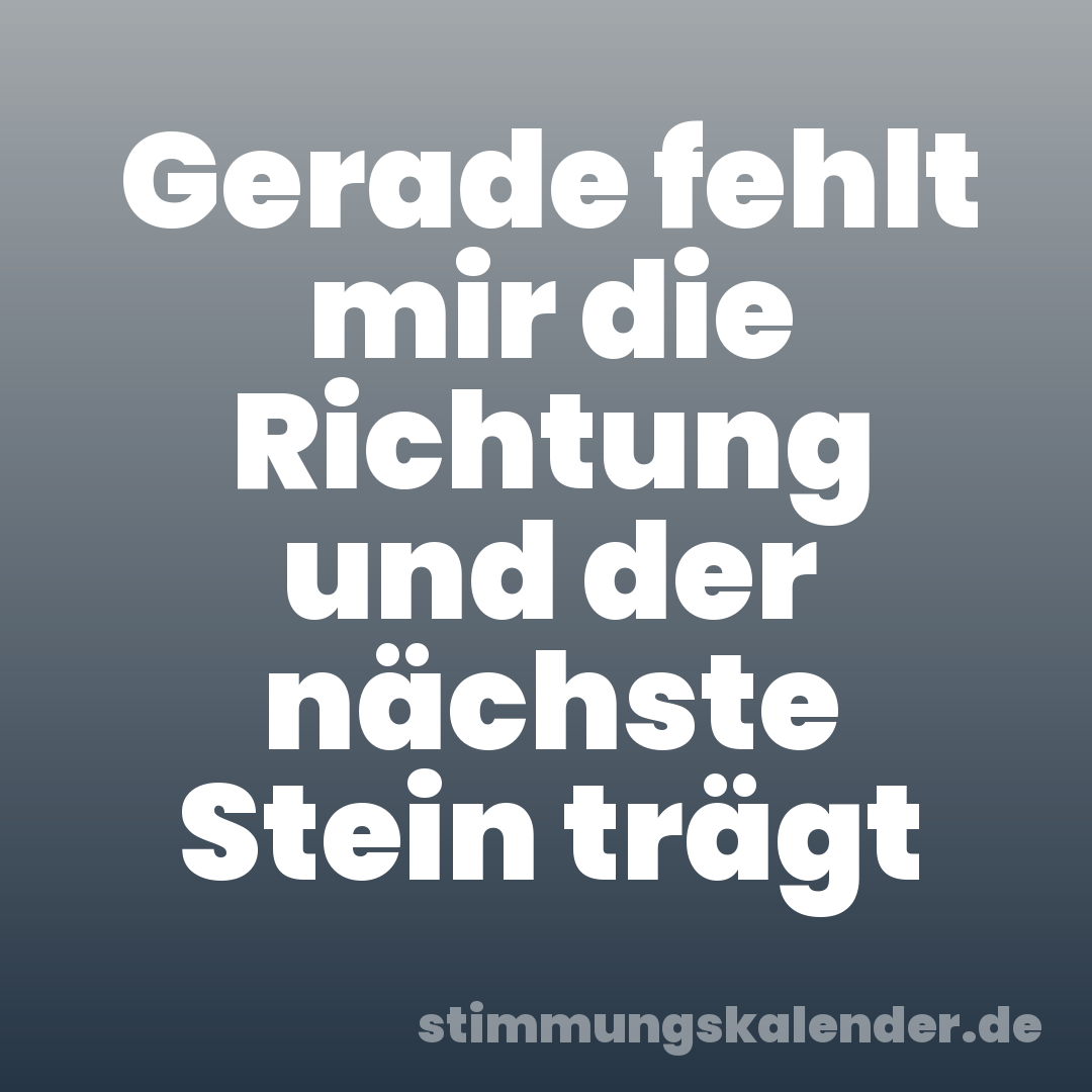 Gerade fehlt mir die Richtung und der nächste Stein trägt