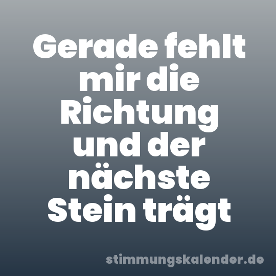 Gerade fehlt mir die Richtung und der nächste Stein trägt