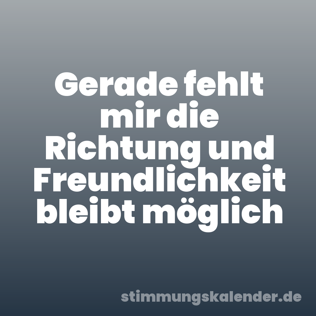 Gerade fehlt mir die Richtung und Freundlichkeit bleibt möglich