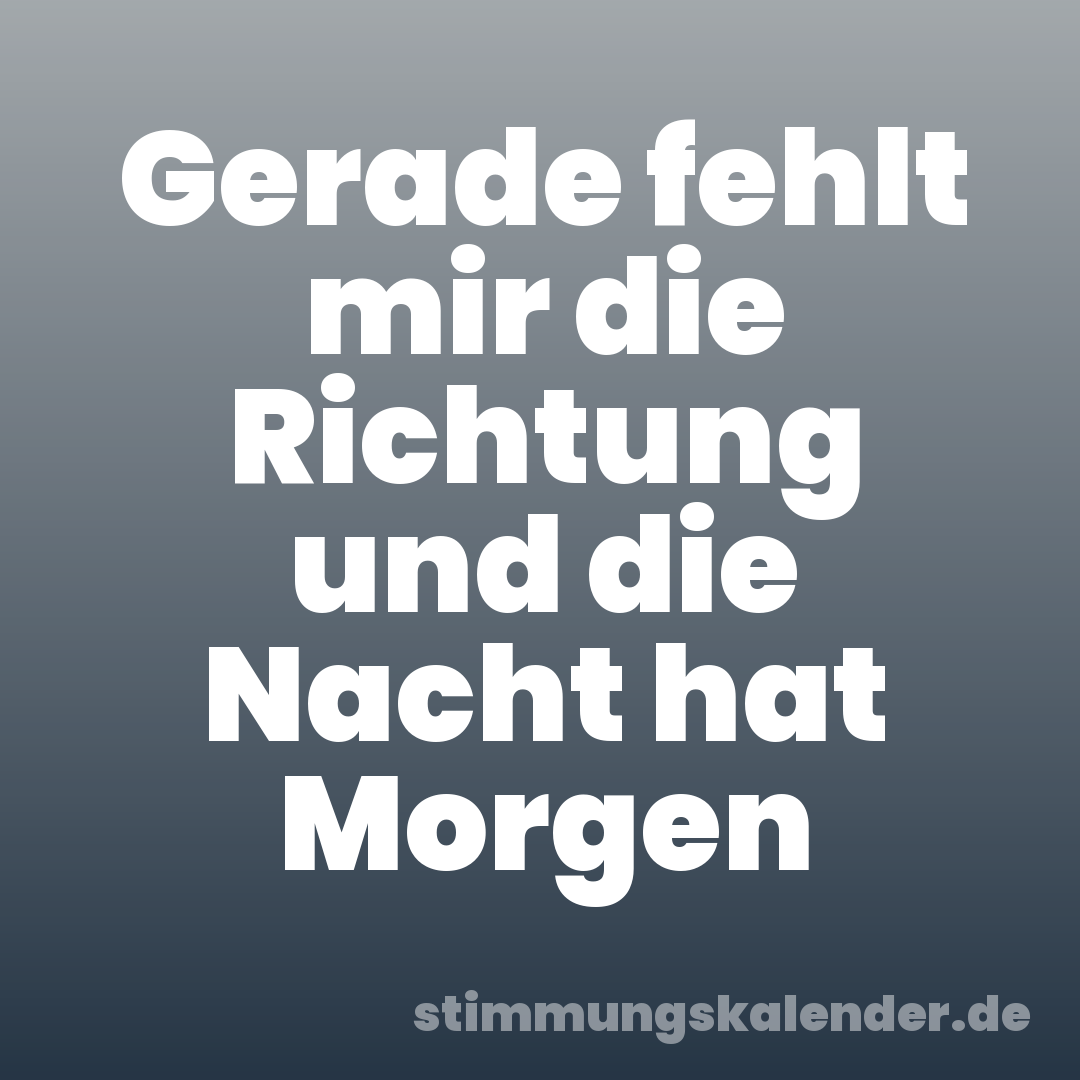 Gerade fehlt mir die Richtung und die Nacht hat Morgen