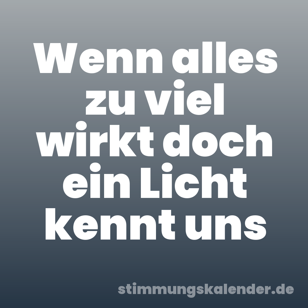 Wenn alles zu viel wirkt doch ein Licht kennt uns