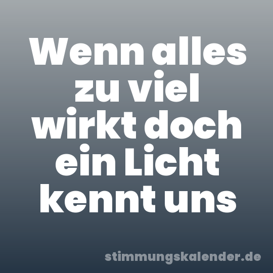 Wenn alles zu viel wirkt doch ein Licht kennt uns