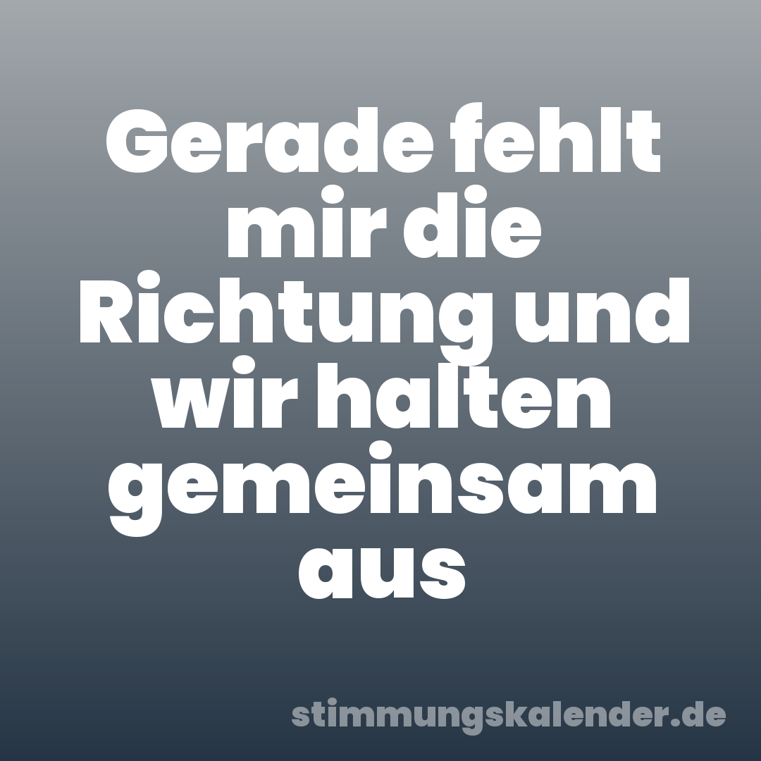 Gerade fehlt mir die Richtung und wir halten gemeinsam aus