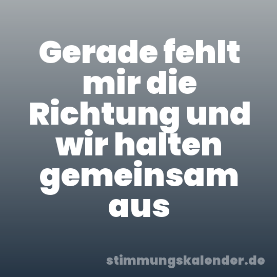 Gerade fehlt mir die Richtung und wir halten gemeinsam aus