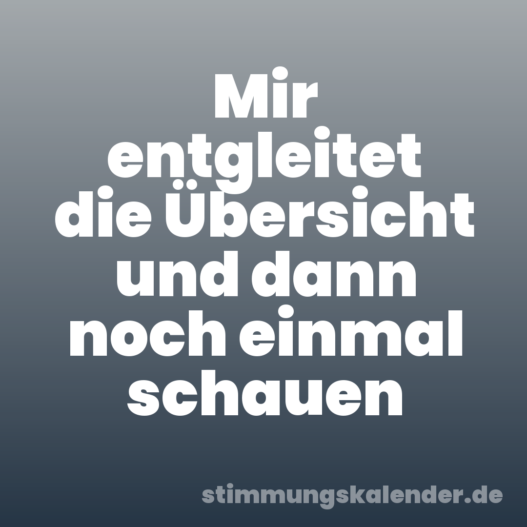 Mir entgleitet die Übersicht und dann noch einmal schauen
