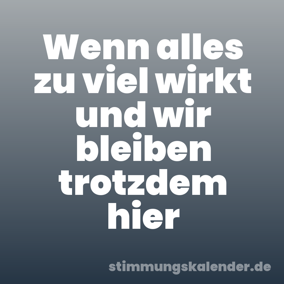 Wenn alles zu viel wirkt und wir bleiben trotzdem hier