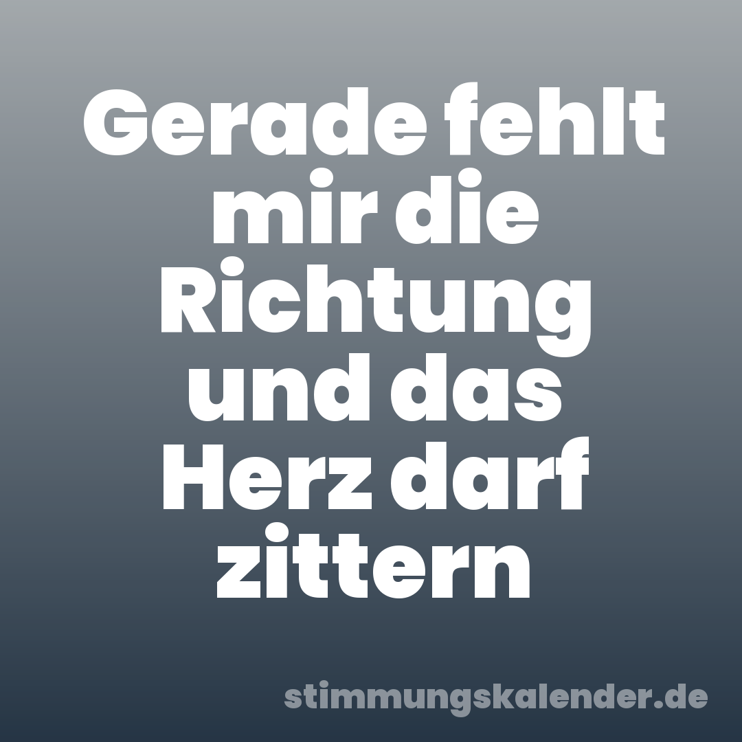 Gerade fehlt mir die Richtung und das Herz darf zittern