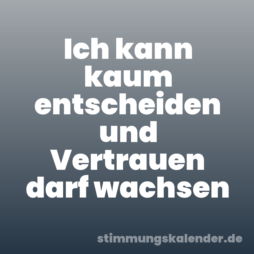 Ich kann kaum entscheiden und Vertrauen darf wachsen