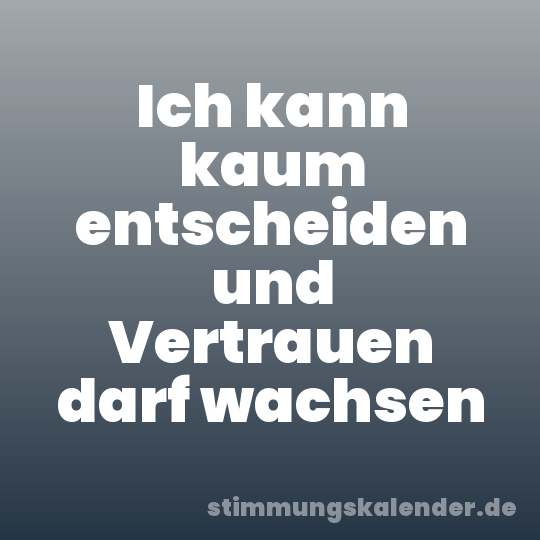Ich kann kaum entscheiden und Vertrauen darf wachsen