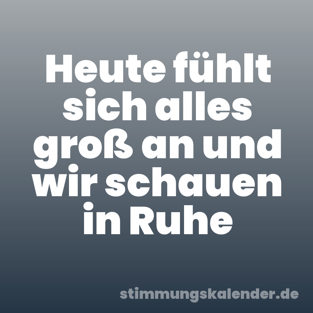 Heute fühlt sich alles groß an und wir schauen in Ruhe