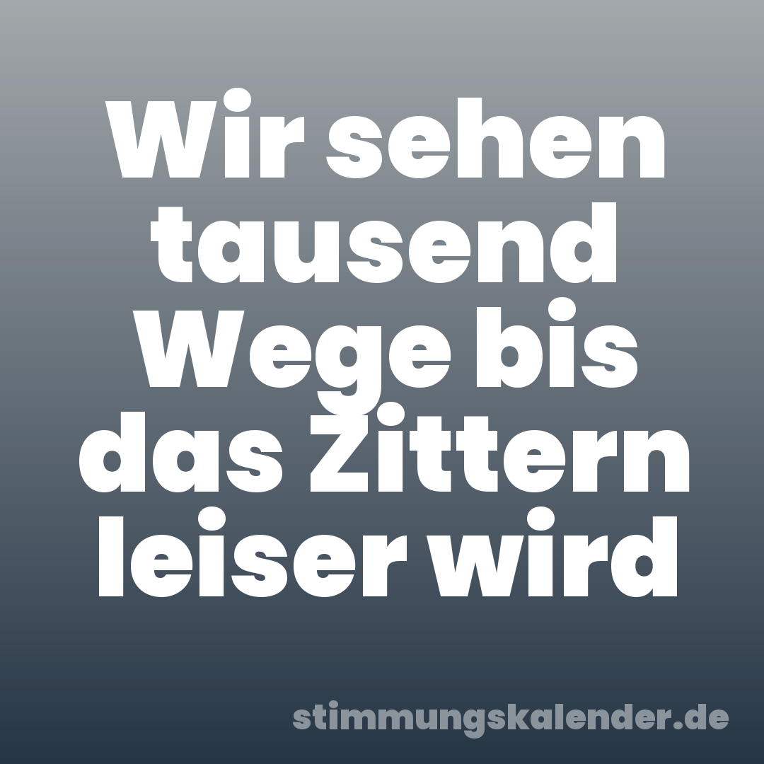 Wir sehen tausend Wege bis das Zittern leiser wird