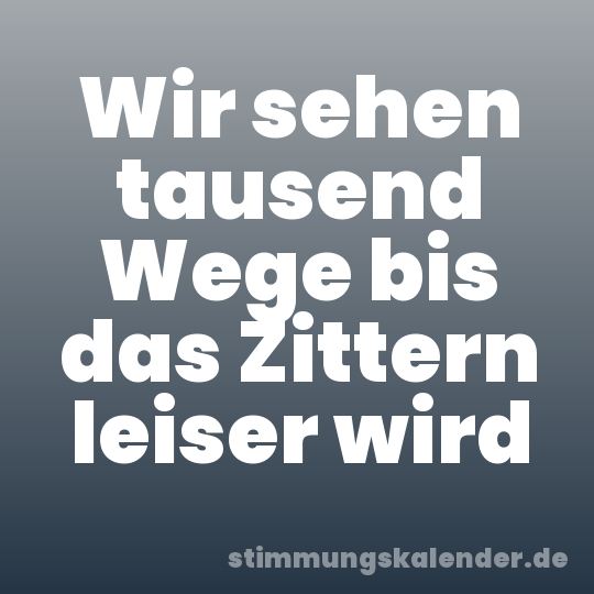 Wir sehen tausend Wege bis das Zittern leiser wird