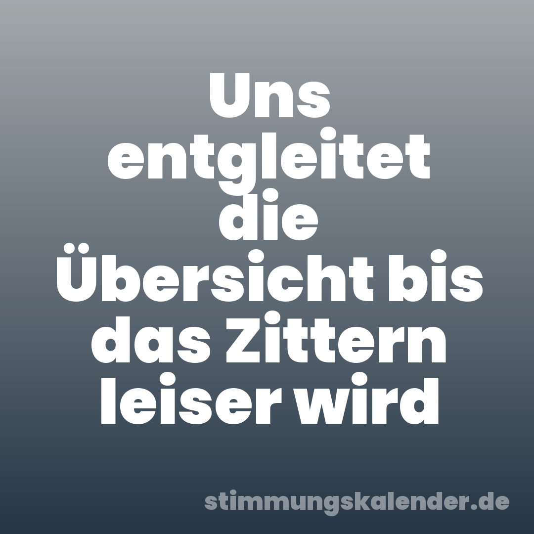 Uns entgleitet die Übersicht bis das Zittern leiser wird