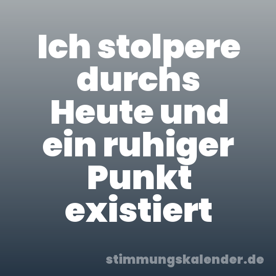 Ich stolpere durchs Heute und ein ruhiger Punkt existiert