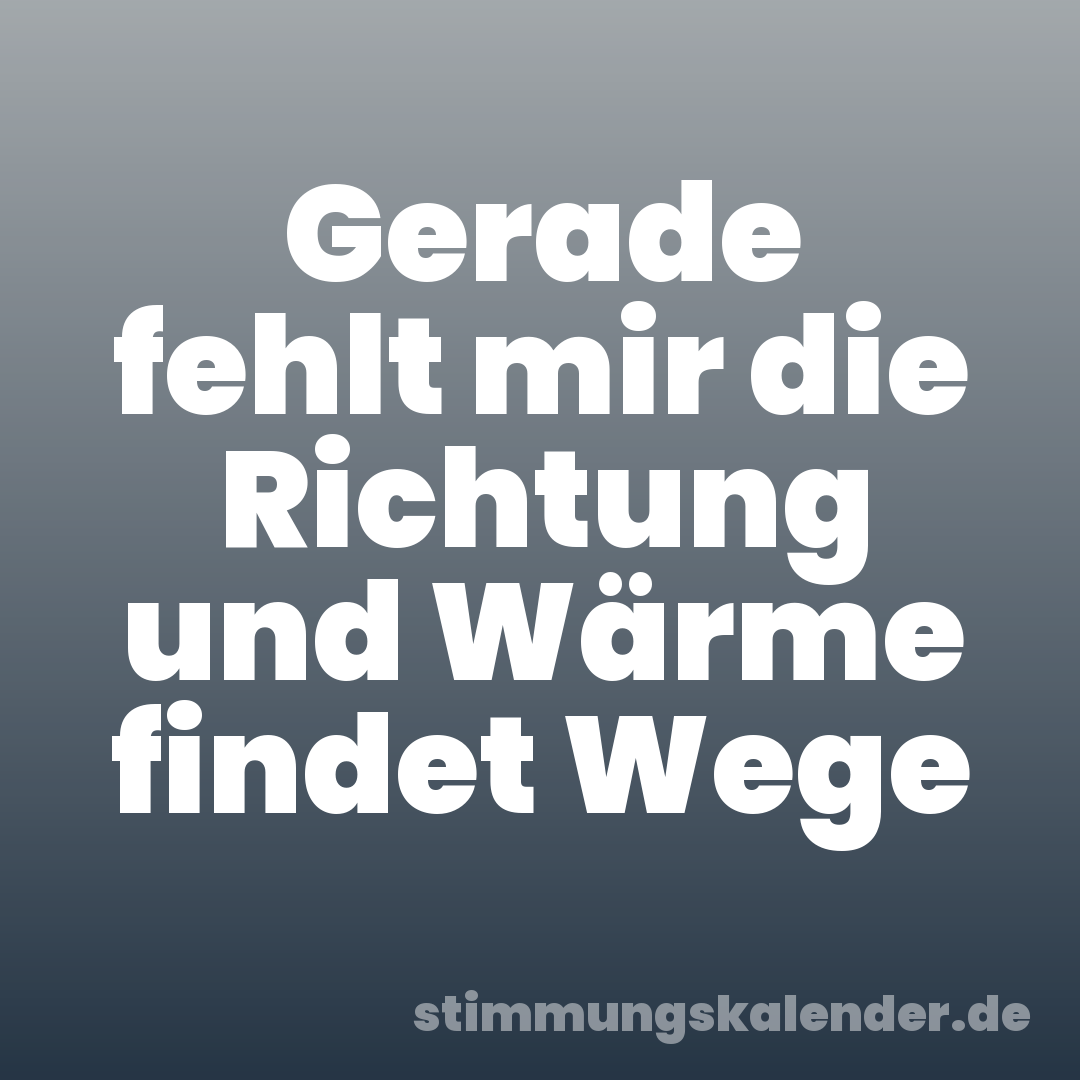 Gerade fehlt mir die Richtung und Wärme findet Wege