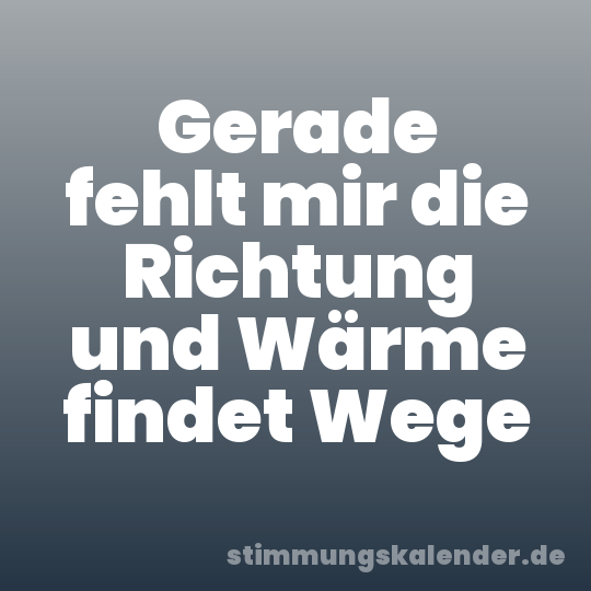 Gerade fehlt mir die Richtung und Wärme findet Wege